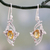 Citrine dangle earrings, 'Golden Splendor' - Leaf Theme Dangle Earrings with One Carat Citrine Gems (image 2) thumbail