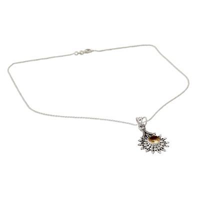 Collar colgante de citrino, 'Estrella de Jaipur' - Collar colgante de citrino de tres quilates y plata de ley