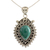 Malachite pendant necklace, 'Mirror of the Soul' - Artisan Made Malachite and Sterling Silver Pendant Necklace