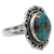 Sterling silver flower ring, 'Golden Swirls' - Composite Turquoise Ring with Sterling Silver Petals