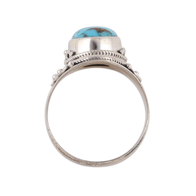Sterling silver cocktail ring, 'Golden Blue Delight' - Sterling Silver Blue Composite Turquoise Cocktail Ring