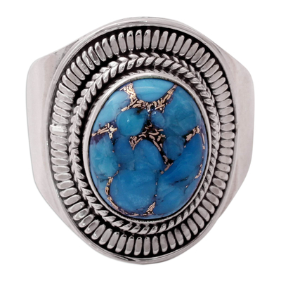 Sterling silver cocktail ring, 'Blue Bayou' - Sterling Silver and Composite Turquoise Cocktail Ring