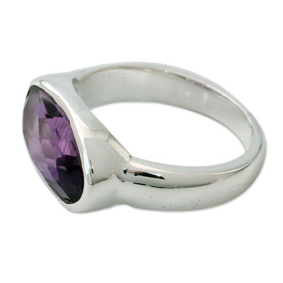 Amethyst cocktail ring, 'Purple Crown' - Three Carat Amethyst Cocktail Ring in Sterling Silver