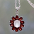 Moonstone and garnet pendant necklace, 'Rajasthan Star' - Moonstone and Garnet Pendant Necklace on Cable Chain