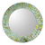 Glass mosaic mirror, 'Aqua Splash' - Aqua and Lime Round Glass Mosaic Mirror from India thumbail