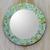 Glass mosaic mirror, 'Aqua Splash' - Aqua and Lime Round Glass Mosaic Mirror from India (image 2b) thumbail