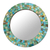 Glass mosaic mirror, 'Aqua Trellis' - Artisan Crafted Round Glass Mosaic Mirror in Aqua thumbail