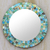 Glass mosaic mirror, 'Aqua Trellis' - Artisan Crafted Round Glass Mosaic Mirror in Aqua