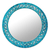 Glass mosaic wall mirror, 'Turquoise Blossom' - Round Turquoise Glass Mosaic Tile Mirror with Flower Motif (image 2a) thumbail