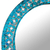 Glass mosaic wall mirror, 'Turquoise Blossom' - Round Turquoise Glass Mosaic Tile Mirror with Flower Motif (image 2c) thumbail