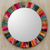 Wood wall mirror, 'Festive Holi' - Colorful Mango Wood Wall Mirror Hand Crafted in India