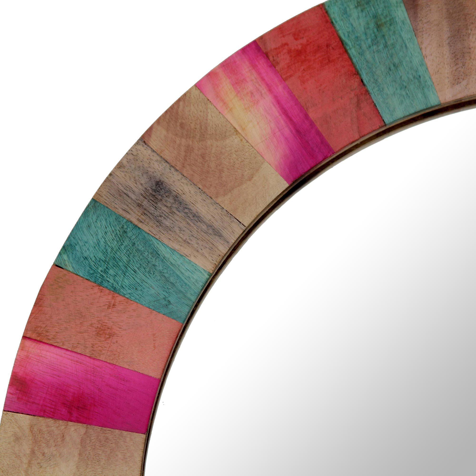 Colorful Mango Wood Wall Mirror Hand Crafted in India Festive Holi