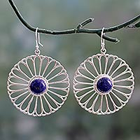 Pendientes colgantes de lapislázuli, 'Morning Rays' - Pendientes colgantes de lapislázuli hechos a mano en la India