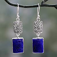 Pendientes colgantes de lapislázuli - Aretes Artesanales de Lapislázuli y Plata de Ley