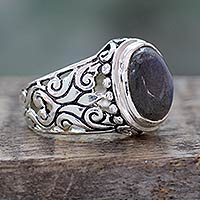 Labradorite cocktail ring, 'Natural Romance' - Handmade Labradorite and Sterling Silver Cocktail Ring
