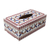 Holz-Decoupage-Tissue-Box, 'Veenas und Pfauen - Handgefertigter Decoupage-Deckel aus Holzgewebe mit Pfauen