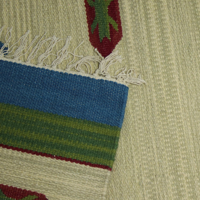 Wool runner, 'Kites' (2x8) - Indian Artisan Crafted Wool Runner with Fringe (2x8)