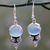 Pendientes colgantes topacio azul y calcedonia - Aretes de piedras preciosas de color azul claro en monturas de plata esterlina
