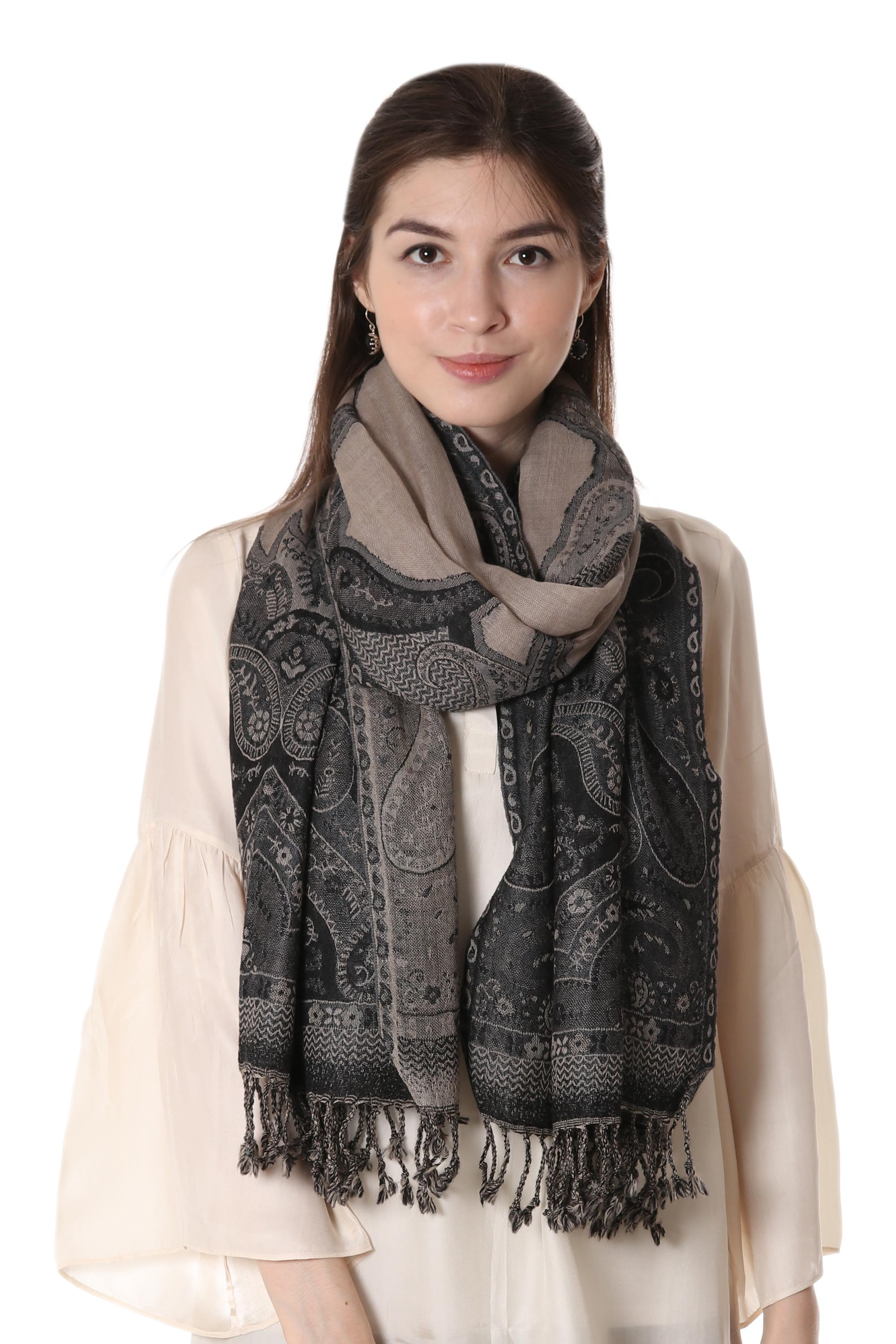 UNICEF Market | Wool Embroidered Shawl with Paisley Motif from India ...