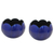 Steel tealight holders, 'Royal Scallop' (pair) - Antiqued Royal Blue Steel Tealight Holders (Pair)