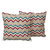 Embroidered cushion covers, 'Festive Zigzag' (pair) - Multicolored Zigzag Embroidered Cushion Covers (Pair) (image 2b) thumbail