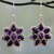 Amethyst dangle earrings, 'Ruffled Petals' - Silver Earrings with Amethyst and Composite Turquoise