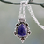 Lapis lazuli pendant necklace, 'Royal Crown' - Silver Pendant Necklace with Lapis Lazuli Cabochon thumbail