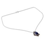 Lapis lazuli pendant necklace, 'Royal Crown' - Silver Pendant Necklace with Lapis Lazuli Cabochon