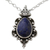 Lapis lazuli pendant necklace, 'Royal Crown' - Silver Pendant Necklace with Lapis Lazuli Cabochon (image 2b) thumbail