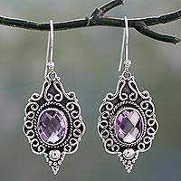 Amethyst dangle earrings, 'Baroque Lilac'