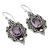 Amethyst dangle earrings, 'Baroque Lilac' - Four Carat Amethyst Dangle Earrings in Sterling Silver