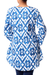 Cotton tunic, 'Azure Beauty' - Abstract Blue Screen Printed Cotton Tunic with Sequins (image 2b) thumbail