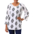 Cotton tunic, 'Diamond Leaves' - White Cotton Tunic with Black Printed Leaves from India thumbail