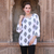 Cotton tunic, 'Diamond Leaves' - White Cotton Tunic with Black Printed Leaves from India