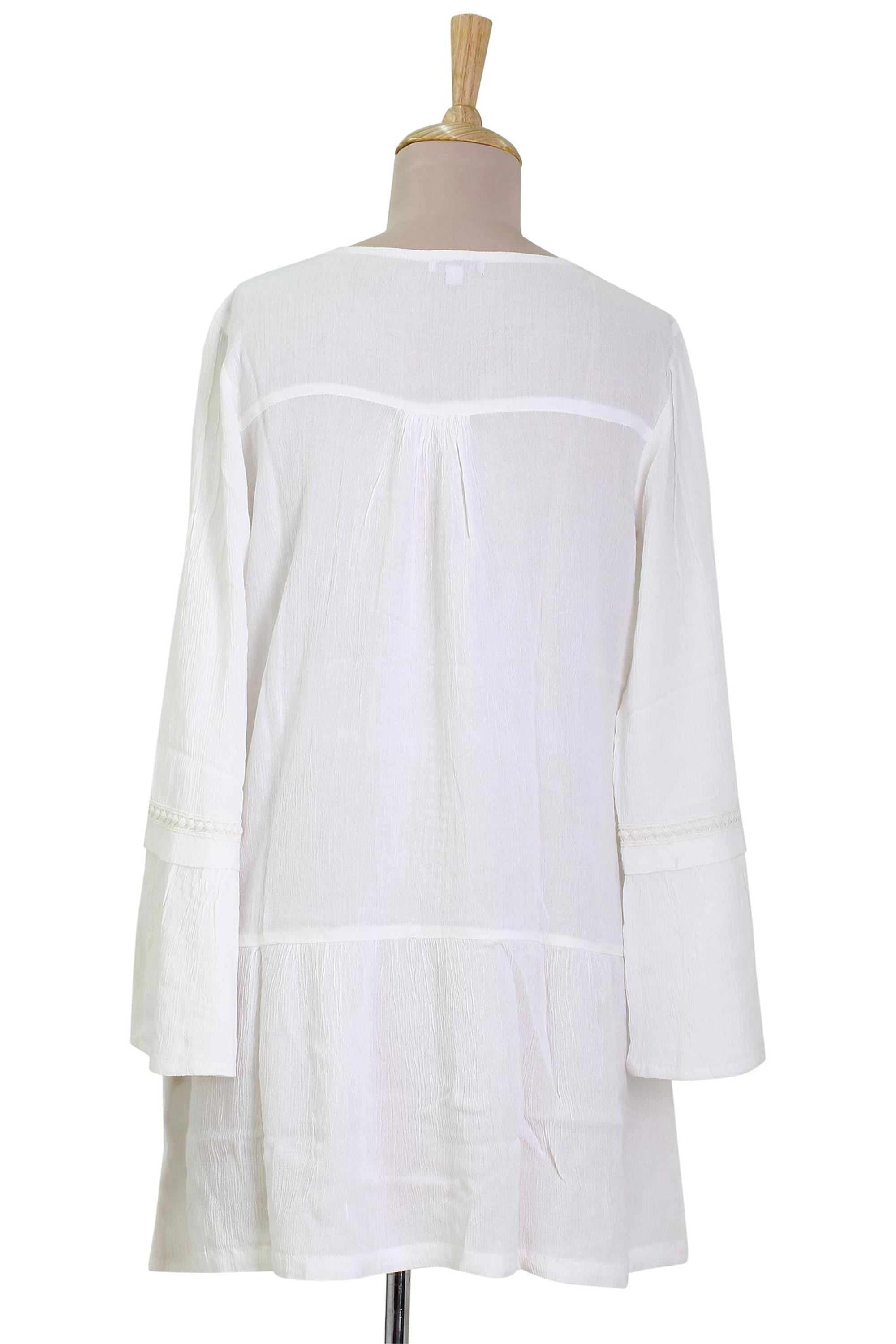 100% Viscose V Neck Tunic in Ivory from India - Sophisticated Charm ...