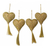 Beaded ornaments, 'Heart of the Holiday' (set of 4) - Four Handcrafted Beaded Gold Heart Christmas Ornaments thumbail
