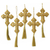 Beaded ornaments, 'Golden Cross' (set of 4) - Beaded Artisan Crafted Cross Ornaments from India (Set of 4) thumbail