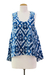 Cotton tank top, 'Abstract Blues' - Women's Blue and White Cotton High Low Tank Top from India (image 2c) thumbail