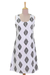 Cotton shift dress, 'Black Leaves' - Cotton Leaf Motif Embroidered Dress from India (image 2c) thumbail