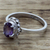 Amethyst single stone ring, 'Regal Glamour' - Hand Made Sterling Silver Amethyst Single Stone Ring India