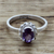 Amethyst single stone ring, 'Regal Glamour' - Hand Made Sterling Silver Amethyst Single Stone Ring India