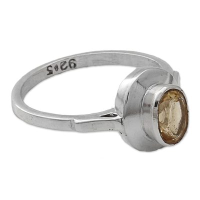 Indian Artisan Crafted Citrine Solitaire Ring in Silver 925