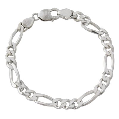 Men's sterling silver link bracelet, 'Being Bold' - Artisan Crafted Men's Sterling Silver Link Bracelet