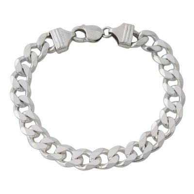 Men's sterling silver link bracelet, 'Hip Hop Links' - Men's Modern Sterling Silver Link Bracelet from India