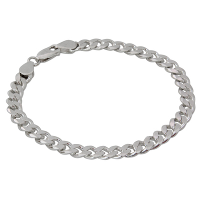 Men's sterling silver link bracelet, 'Hip Hop Connection' - Indian Handcrafted Sterling Silver Men's Bracelet