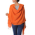 Silk and wool shawl, 'Rustic Beauty' - Artisan Crafted Solid Orange Silk Blend Shawl from India (image 2b) thumbail
