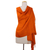 Silk and wool shawl, 'Rustic Beauty' - Artisan Crafted Solid Orange Silk Blend Shawl from India (image 2c) thumbail