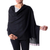 Wool shawl, 'Dark Fantasy' - Fair Trade Solid Black 100% Wool Shawl from India thumbail