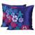 Applique cushion covers, 'Sapphire Garden' (pair) - Set of 3 Embroidered Applique Blue Floral Cushion Covers