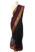 Sari aus Baumwolle und Seide - Handgefertigter Sari aus roter und schwarzer Baumwolle und Seide mit goldenem Rand